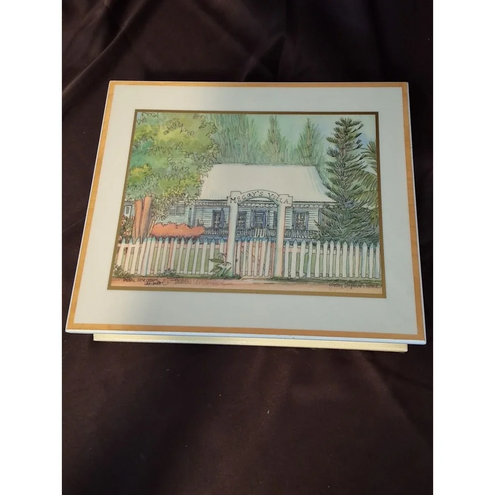 Vintage Jewelry Box W/ Watercolor Painting From Debbie Rose Chase